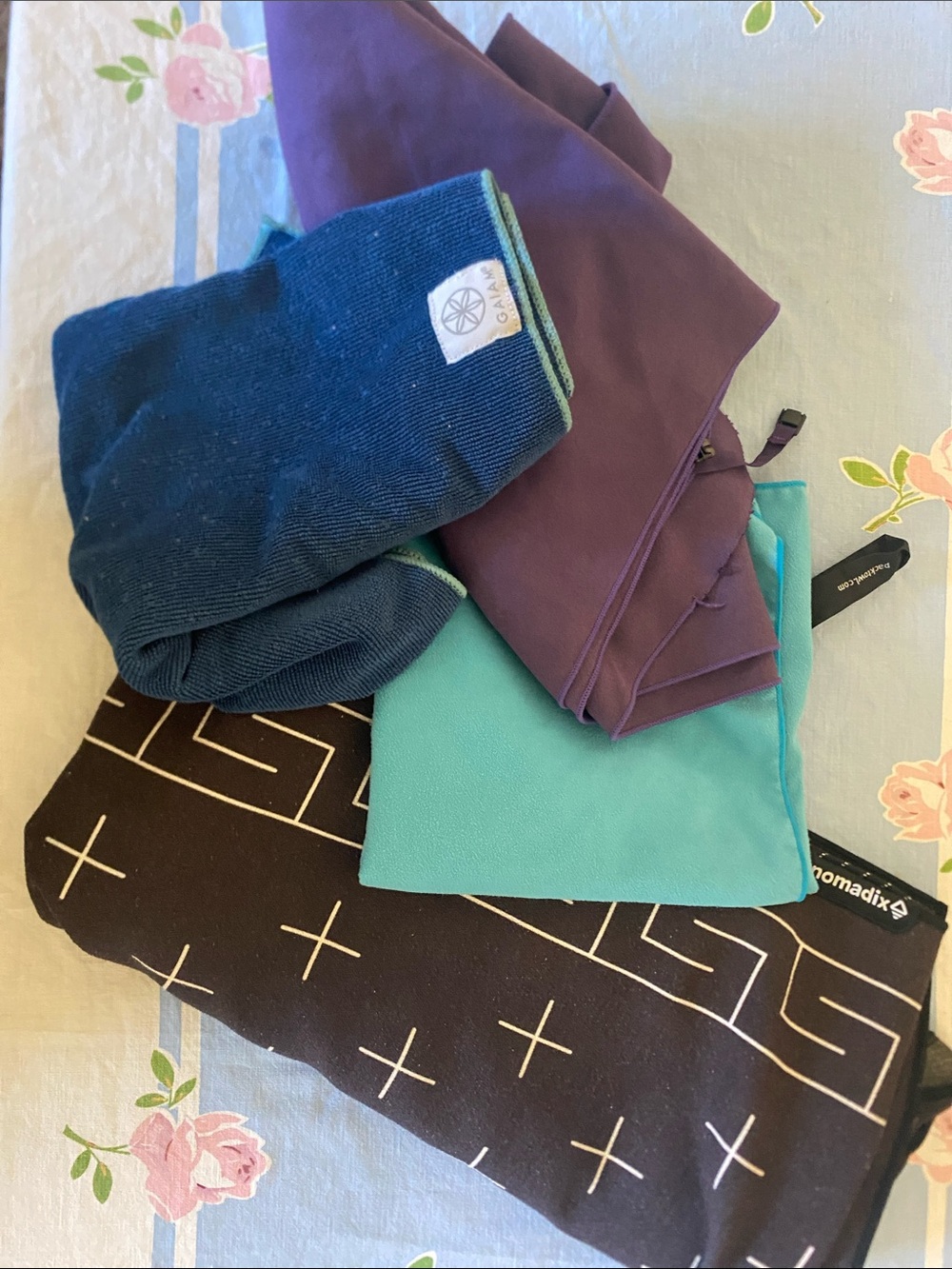 Yoga towels and cloths bundle- Teal, Purple, Navy, Black Mix